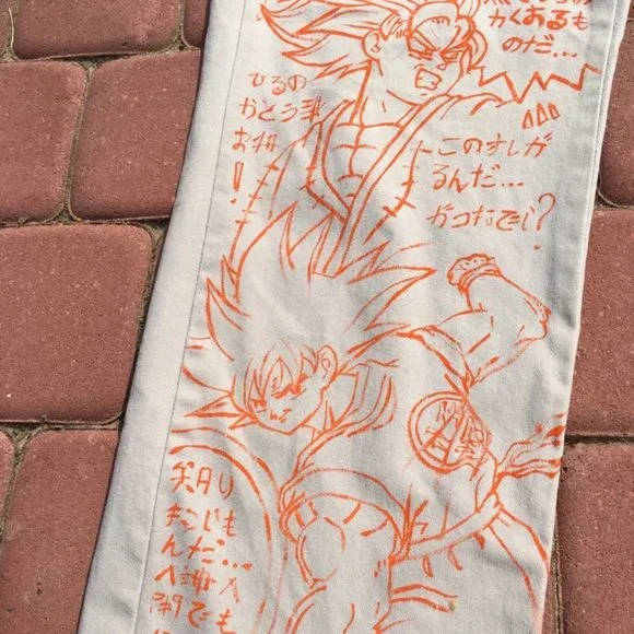 Custom × Streetwear 1/1 custom Dragon ball Z anime straight pants